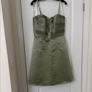 Bari Jay Strapless Satin Dress in Olive